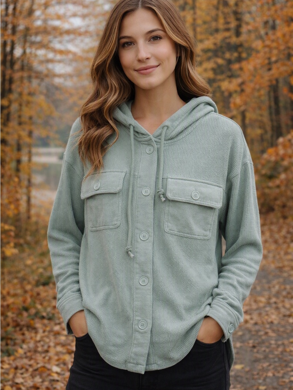American Eagle Waffle Knit Button-Up Hoodie XS NWOT